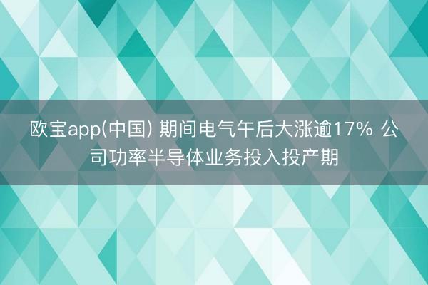 欧宝app(中国) 期间电气午后大涨逾17% 公司功率半导体业务投入投产期