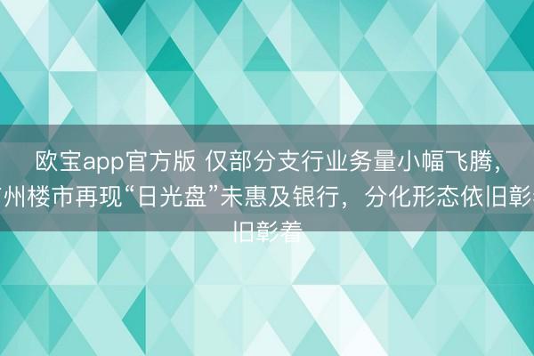 欧宝app官方版 仅部分支行业务量小幅飞腾，广州楼市再现“日光盘”未惠及银行，分化形态依旧彰着