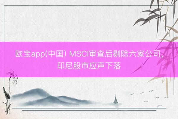 欧宝app(中国) MSCI审查后剔除六家公司，印尼股市应声下落