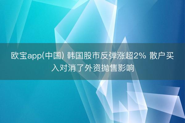 欧宝app(中国) 韩国股市反弹涨超2% 散户买入对消了外资抛售影响