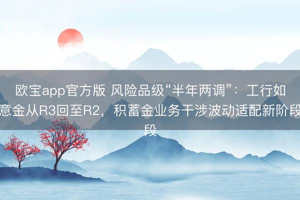欧宝app官方版 风险品级“半年两调”：工行如意金从R3回至R2，积蓄金业务干涉波动适配新阶段
