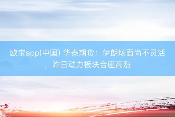 欧宝app(中国) 华泰期货：伊朗场面尚不灵活，昨日动力板块合座高涨