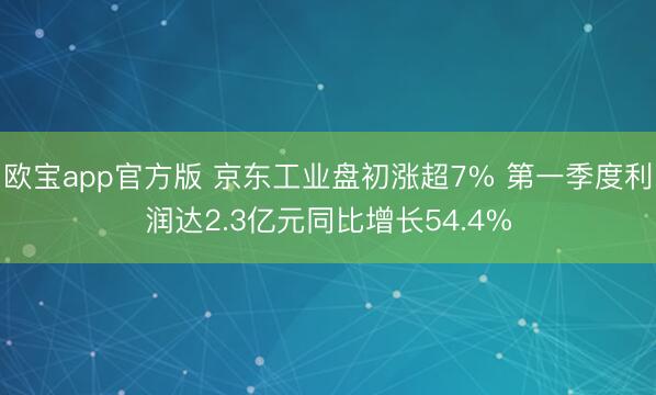 欧宝app官方版 京东工业盘初涨超7% 第一季度利润达2.3亿元同比增长54.4%