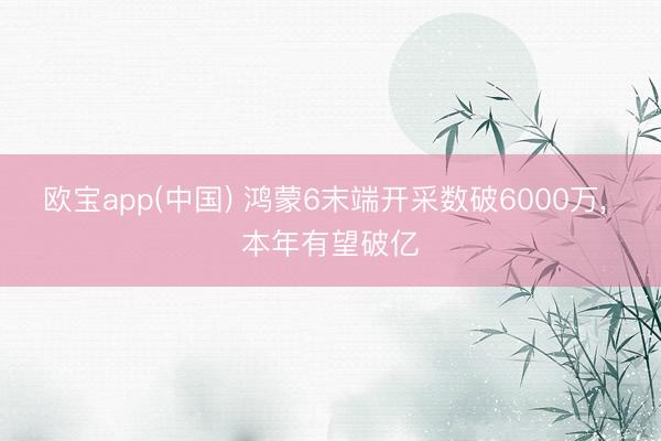 欧宝app(中国) 鸿蒙6末端开采数破6000万， 本年有望破亿