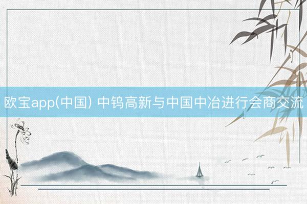 欧宝app(中国) 中钨高新与中国中冶进行会商交流