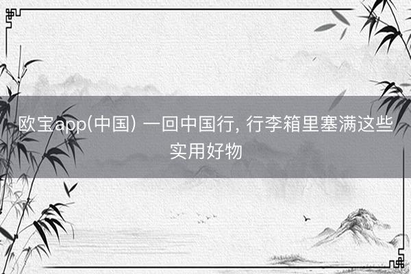欧宝app(中国) 一回中国行， 行李箱里塞满这些实用好物