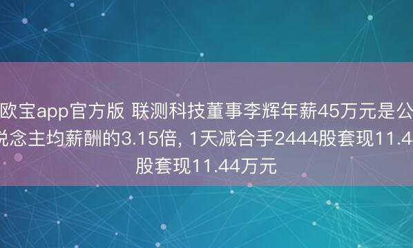 欧宝app官方版 联测科技董事李辉年薪45万元是公司东说念主均薪酬的3.15倍， 1天减合手2444股套现11.44万元