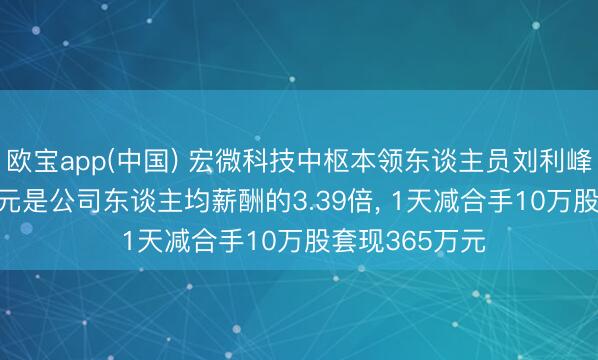 欧宝app(中国) 宏微科技中枢本领东谈主员刘利峰年薪63.76万元是公司东谈主均薪酬的3.39倍， 1天减合手10万股套现365万元