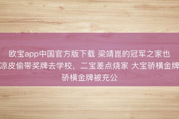 欧宝app中国官方版下载 梁靖崑的冠军之家也得疯，凉皮偷带奖牌去学校，二宝差点烧家 大宝骄横金牌被充公