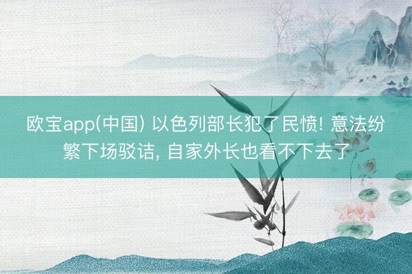 欧宝app(中国) 以色列部长犯了民愤! 意法纷繁下场驳诘， 自家外长也看不下去了