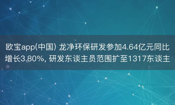 欧宝app(中国) 龙净环保研发参加4.64亿元同比增长3.80%， 研发东谈主员范围扩至1317东谈主