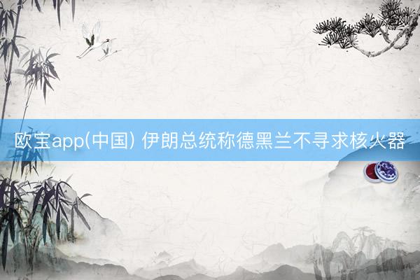 欧宝app(中国) 伊朗总统称德黑兰不寻求核火器