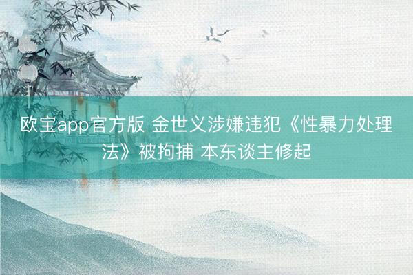 欧宝app官方版 金世义涉嫌违犯《性暴力处理法》被拘捕 本东谈主修起