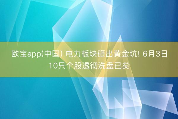 欧宝app(中国) 电力板块砸出黄金坑! 6月3日10只个股透彻洗盘已矣