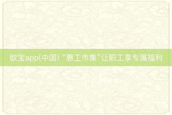 欧宝app(中国) “惠工市集”让职工享专属福利