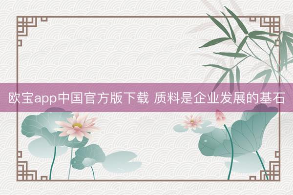 欧宝app中国官方版下载 质料是企业发展的基石