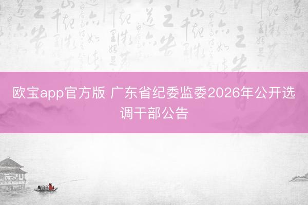 欧宝app官方版 广东省纪委监委2026年公开选调干部公告