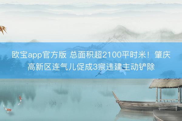 欧宝app官方版 总面积超2100平时米！肇庆高新区连气儿促成3宗违建主动铲除
