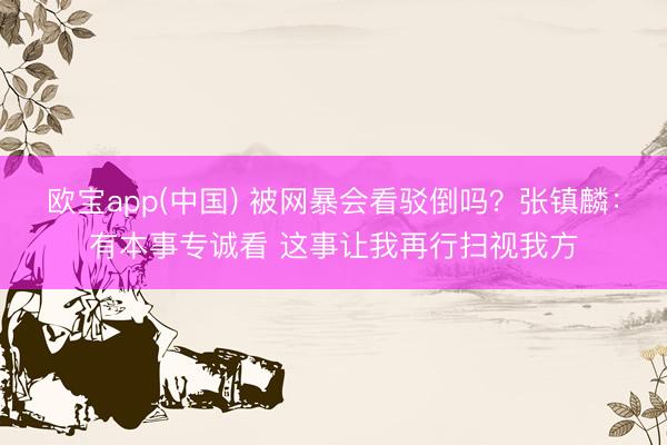 欧宝app(中国) 被网暴会看驳倒吗？张镇麟：有本事专诚看 这事让我再行扫视我方